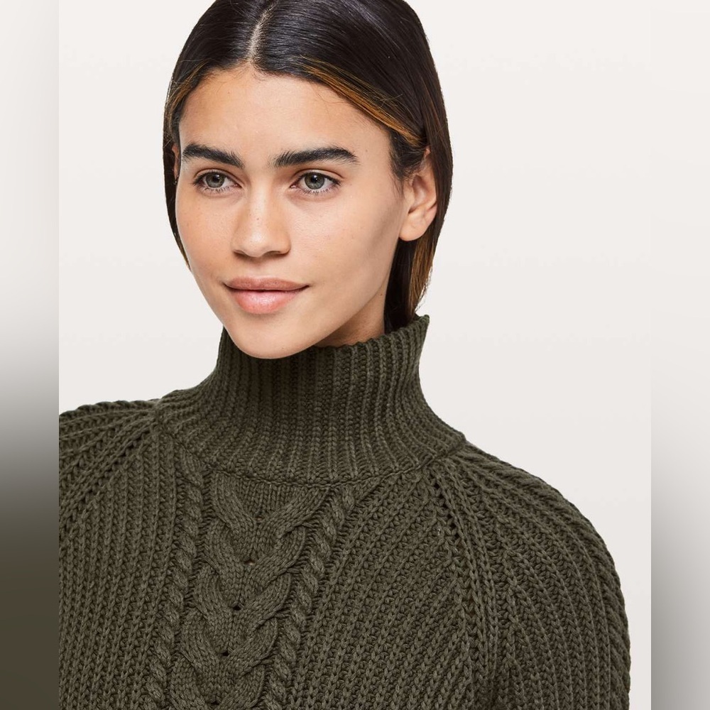 Lululemon Bring The Cozy Turtleneck Dark Olive Size 4 - Picture 4 of 11